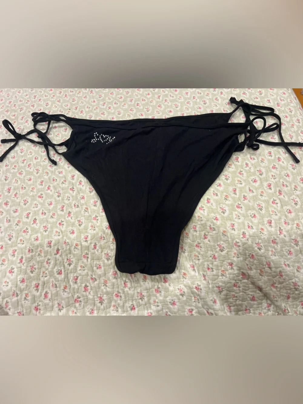 Savage X Fenty Black Tie-Side Bikini Bottoms